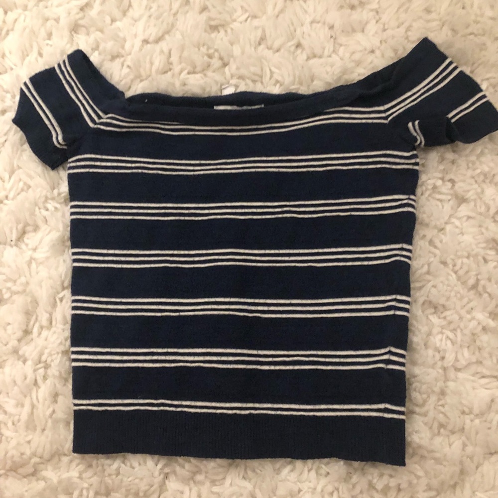 American Eagle Striped Off the Shoulder Top